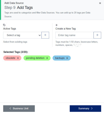 Add Data Source - Add Tags