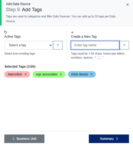 Add Data Source - Add Tags