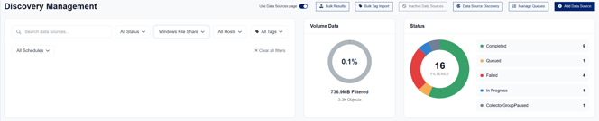 Discovery Management Filtering Options