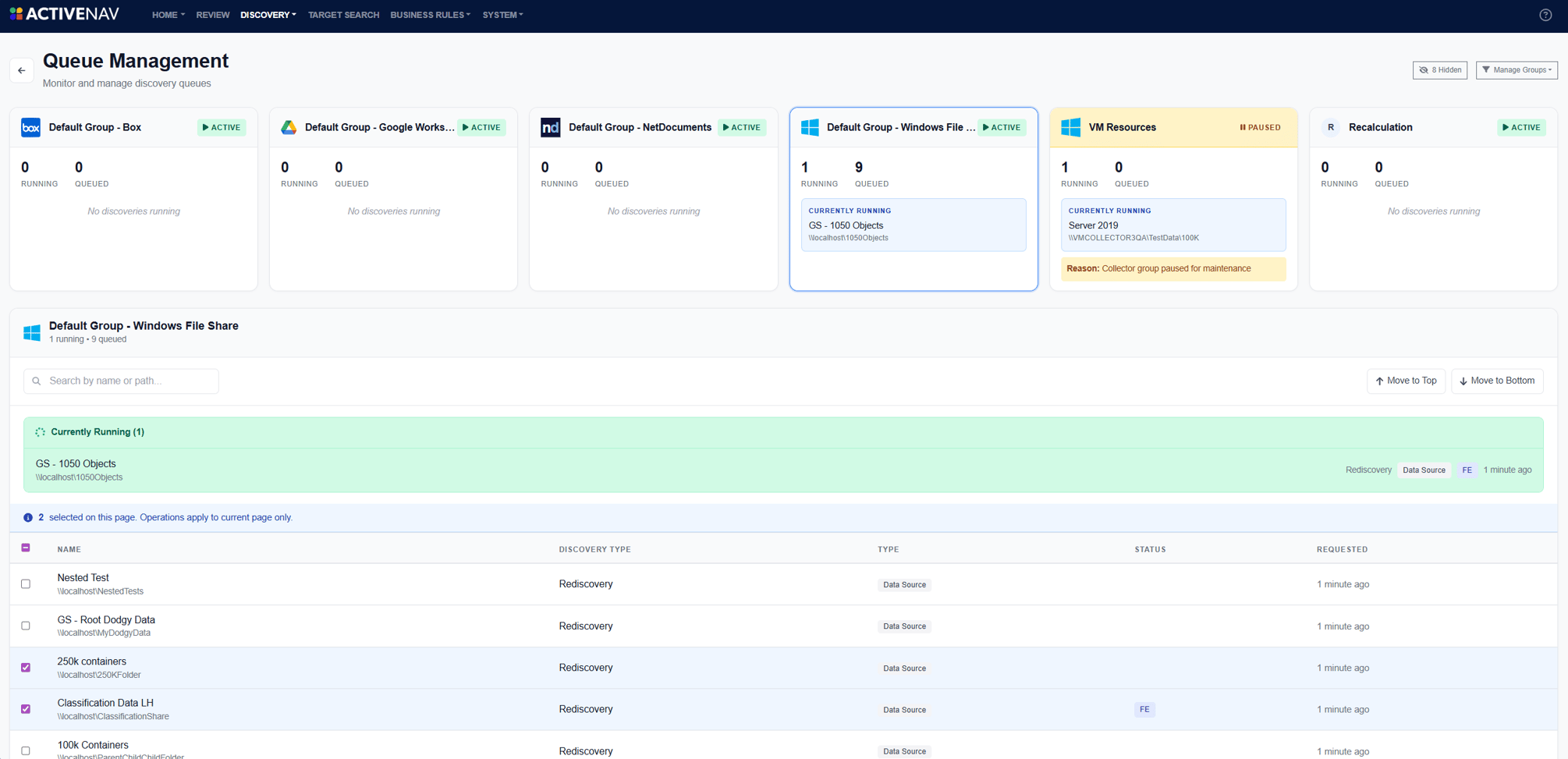 Discovery Management - Managing Queues
