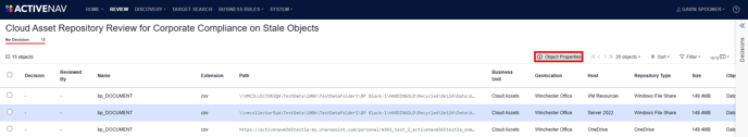 Review Object Properties Button