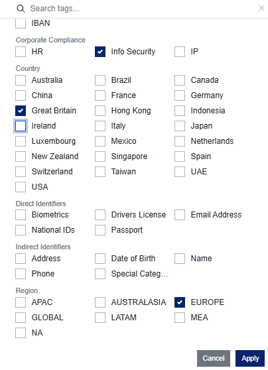 Score Builder Filter Options