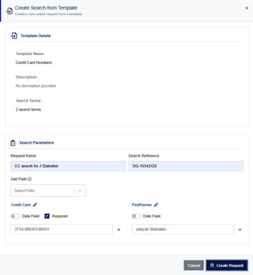 Target Search - Create Search from Template
