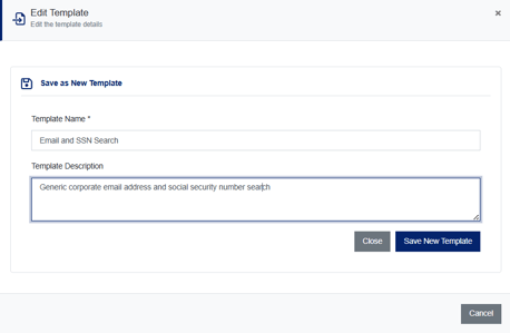 Target Search Templates - Save as New Template