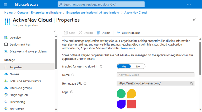 Az Enterprise Applications ActiveNav Cloud