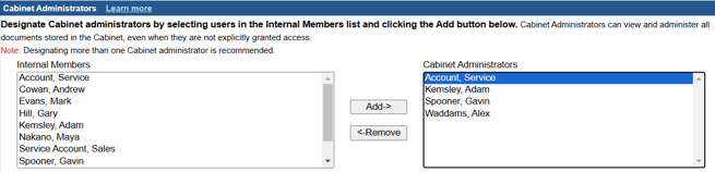 Net Docs Admin - Cabinet Administrators