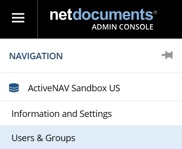 NetDocs Admin Console Users and Groups