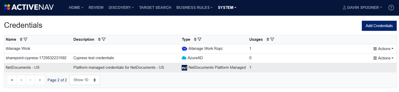Adding NetDocuments Credentials